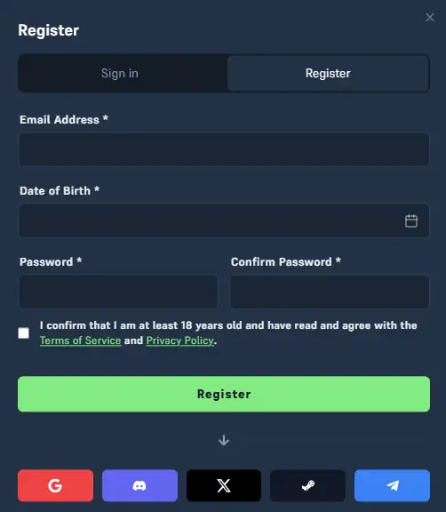 Acebet Registration